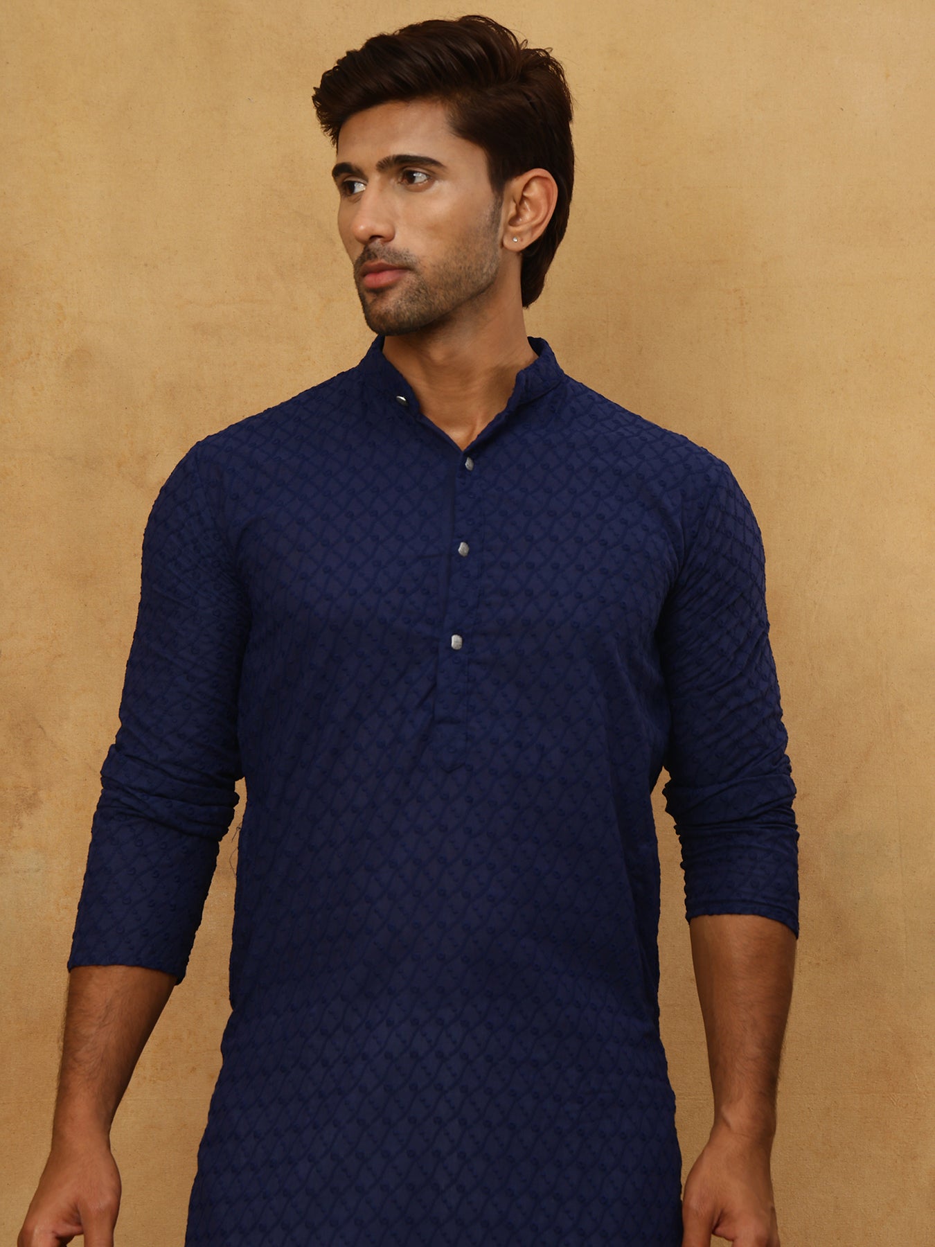 Men’s Ethnic Chikankari Kurta Pyjama ( JOKP P 561Navy )