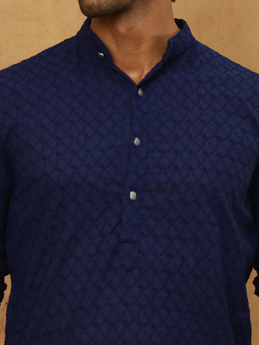 Men’s Ethnic Chikankari Kurta Pyjama ( JOKP P 561Navy )