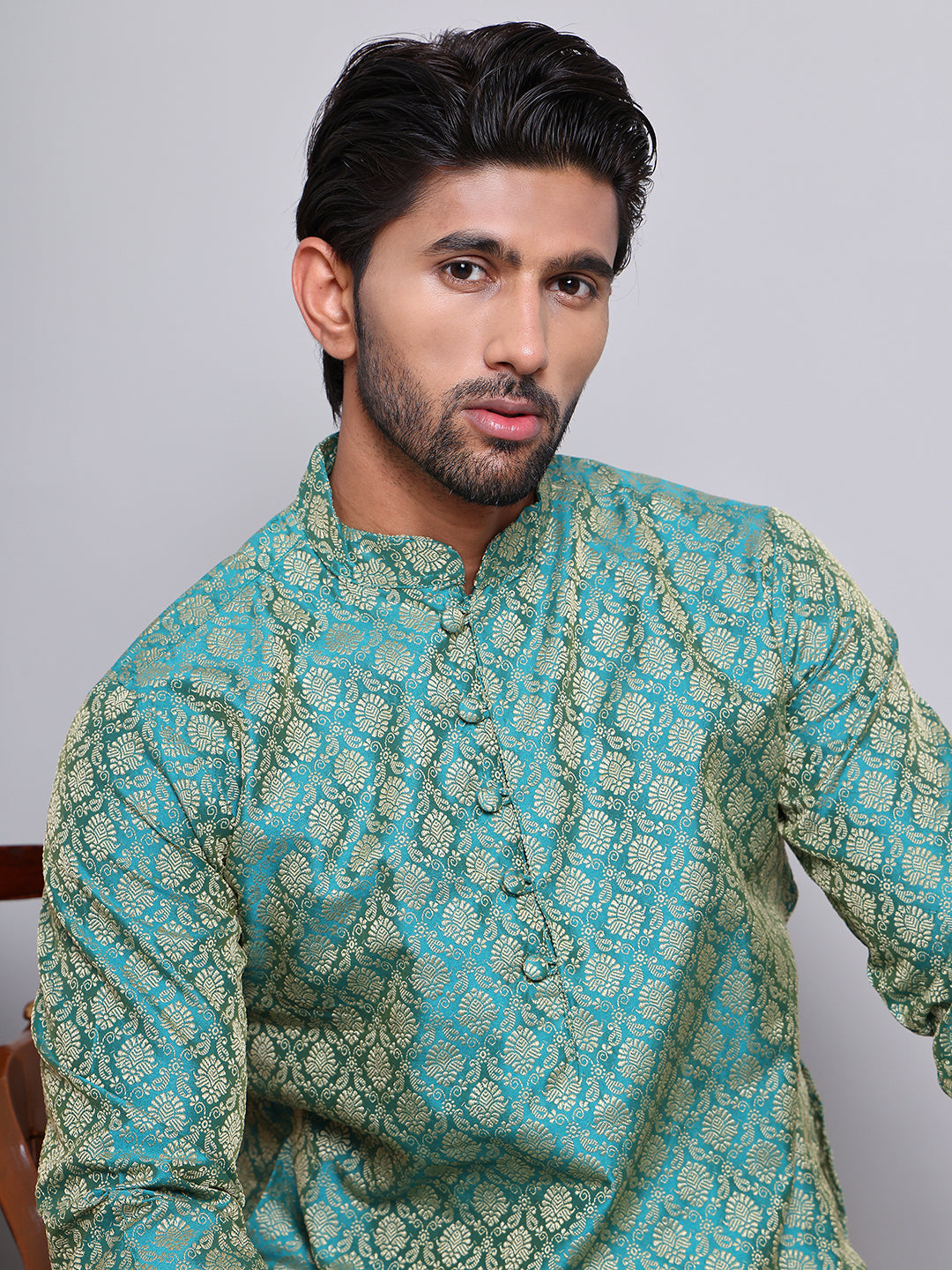 Jacquard Kurta Payjama Sets For Men ( NJOKP P 568Green )