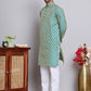 Jacquard Kurta Payjama Sets For Men ( JOKP P 568 Green )
