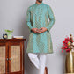 Jacquard Kurta Payjama Sets For Men ( JOKP P 568 Green )