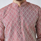 Men Maroon & Off-White Self Design Kurta with Churidar - Jompers