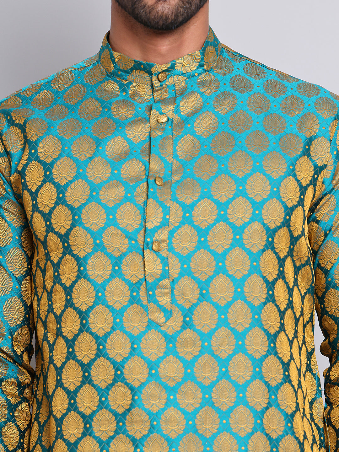 Jacquard Kurta Payjama Sets For Men ( NJOKP 586Green )