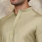 Solid Silk Blend Kurta with Churidar