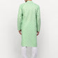 Jompers Men's Green Printed Cotton Kurta Payjama Sets