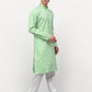 Jompers Men's Green Printed Cotton Kurta Payjama Sets