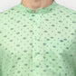 Jompers Men's Green Printed Cotton Kurta Payjama Sets