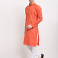 Jompers Men's D-Orange Woven Kurta Only ( KO 617Dark-Orange )