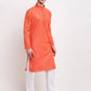 Jompers Men's D-Orange Woven Kurta Only ( KO 617Dark-Orange )