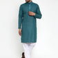 Jompers Men's Teal Woven Kurta Payjama Sets ( JOKP 617Teal )