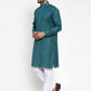 Jompers Men's Teal Woven Kurta Payjama Sets ( JOKP 617Teal )