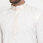 Jompers Men's White Woven Kurta Payjama Sets ( JOKP 617White )
