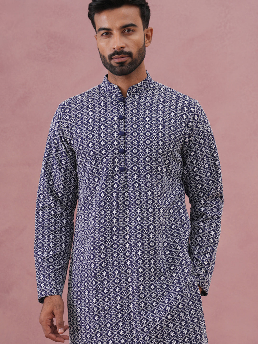 Floral Embroidered Kurta With Churidar (JOKP 626 Blue ) [FF] [G-1-5]