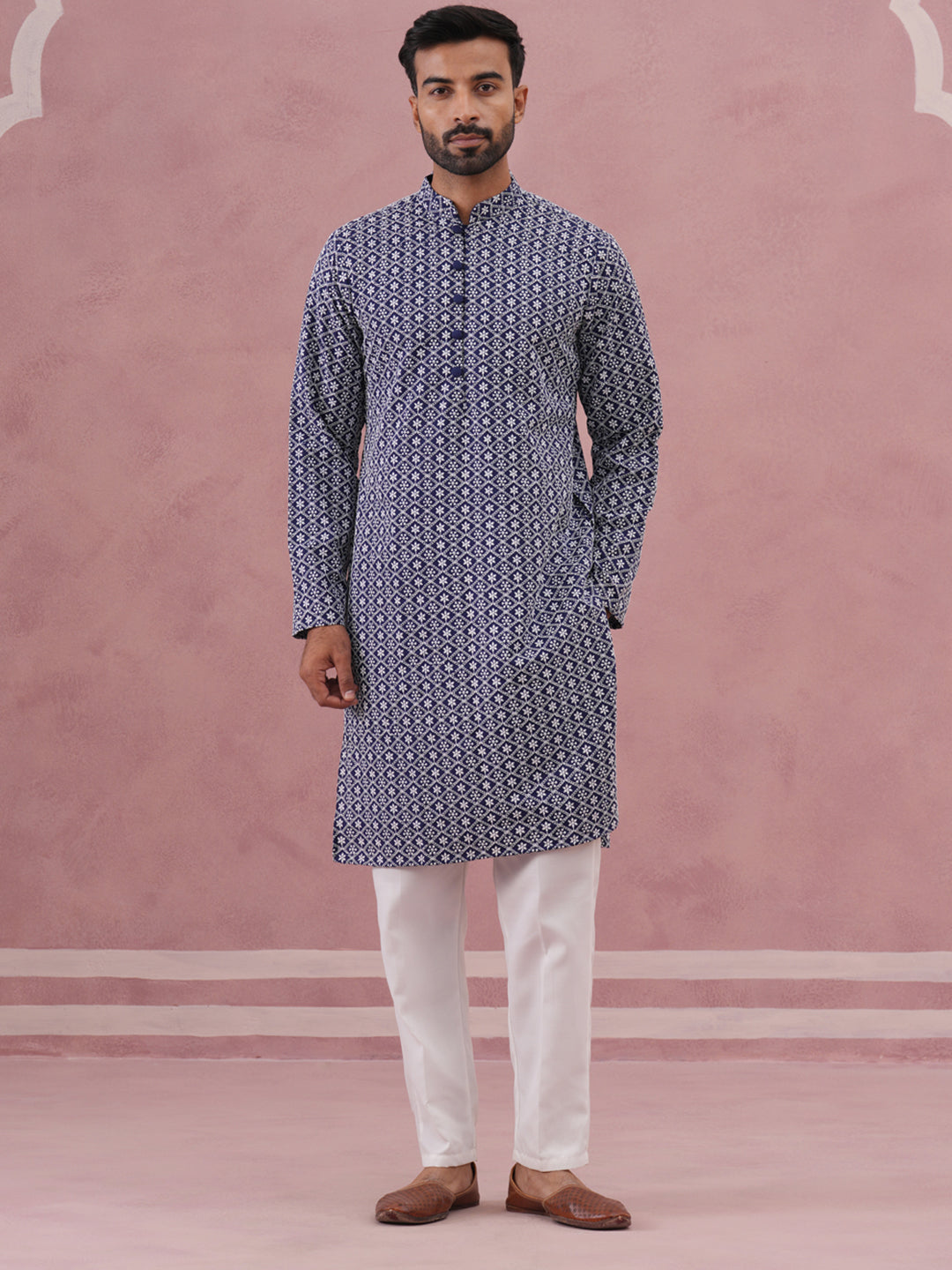 Floral Embroidered Kurta With Churidar (JOKP 626 Blue ) [FF] [G-1-5]
