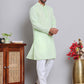 Floral Embroidered Kurta With Churidar ( NJOKP 626Green )
