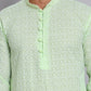 Floral Embroidered Kurta With Churidar ( NJOKP 626Green )
