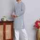 Floral Embroidered Kurta With Churidar ( NJOKP 626Grey )