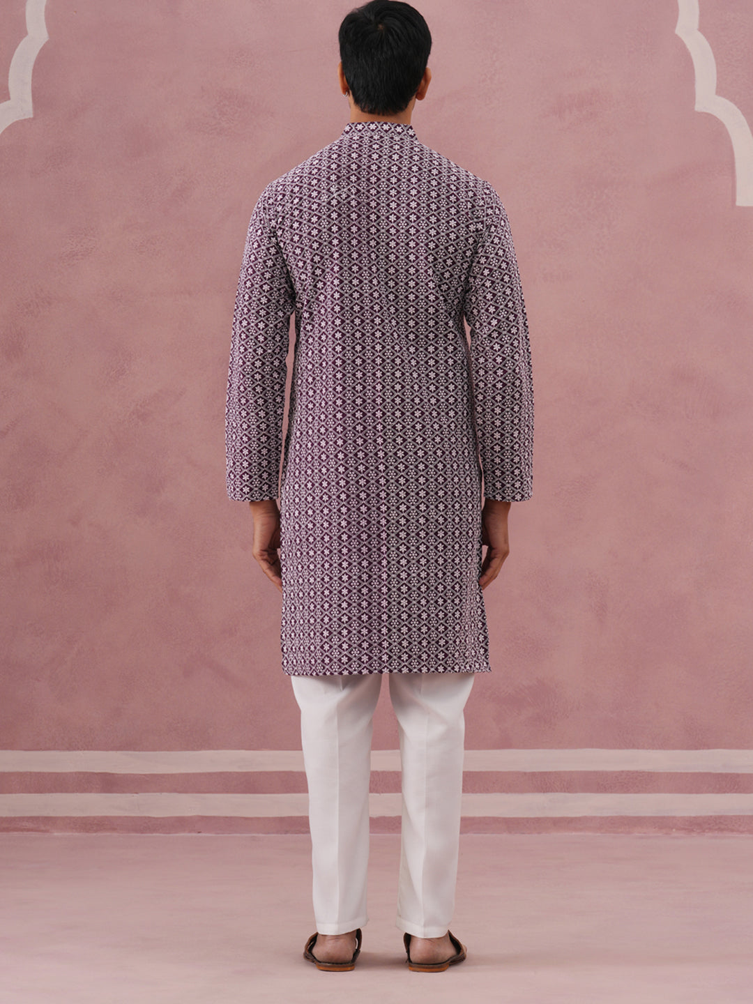 Floral Embroidered Kurta With Churidar (JOKP 626 Purple ) [FF] [G-1-5]