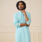 Jompers Men's Sky Embroidered Kurta Only ( KO 626Sky )