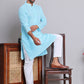 Floral Embroidered Kurta With Churidar ( NJOKP 626Sky )