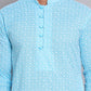 Floral Embroidered Kurta With Churidar ( NJOKP 626Sky )