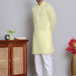 Floral Embroidered Kurta With Churidar ( NJOKP 626Yellow )