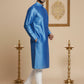 Men Blue Dupion Silk Kurta with Churidar (JOKP 636 Blue )