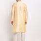 Jompers Men's Golden Solid Dupion Silk Kurta Payjama Set