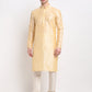 Jompers Men's Golden Solid Dupion Silk Kurta Payjama Set