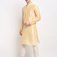 Jompers Men's Golden Solid Dupion Silk Kurta Payjama Set