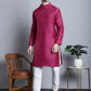 Men Purple Dupion Silk Kurta with Churidar