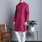 Men Purple Dupion Silk Kurta with Churidar