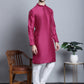 Men Purple Dupion Silk Kurta with Churidar