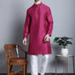 Men Purple Dupion Silk Kurta with Churidar