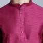 Men Purple Dupion Silk Kurta with Churidar