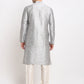Jompers Men's Silver Solid Dupion Silk Kurta Payjama Set ( JOKP 636Silver )