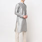 Jompers Men's Silver Solid Dupion Silk Kurta Payjama Set ( JOKP 636Silver )