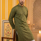 Embroidered Cotton Kurta with Churidar ( JOKP P 640Olive )