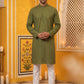 Embroidered Cotton Kurta with Churidar ( JOKP P 640Olive )