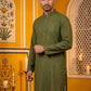Embroidered Cotton Kurta with Churidar ( JOKP P 640Olive )