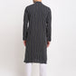 Jompers Men's Black Cotton Striped Kurta Payjama Sets
