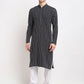 Jompers Men's Black Cotton Striped Kurta Payjama Sets