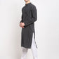 Jompers Men's Black Cotton Striped Kurta Payjama Sets