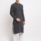Jompers Men's Black Cotton Striped Kurta Payjama Sets
