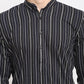 Jompers Men's Black Cotton Striped Kurta Payjama Sets