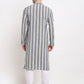Jompers Men's Grey Cotton Striped Kurta Only ( KO 643Grey )