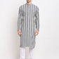 Jompers Men's Grey Cotton Striped Kurta Only ( KO 643Grey )