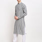 Jompers Men's Grey Cotton Striped Kurta Payjama Sets ( JOKP 643Grey )