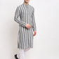 Jompers Men's Grey Cotton Striped Kurta Only ( KO 643Grey )