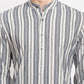 Jompers Men's Grey Cotton Striped Kurta Payjama Sets ( JOKP 643Grey )